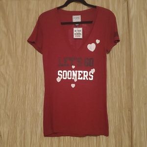 NWT Pink Oklahoma Sooners V-Neck Tee